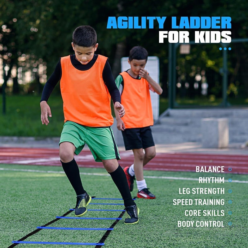 KUTIZE Agility Training Equipment, Soccer Training Equipment, Agility Speed Training Set for Kid Youth Adult, 20FT Agility Ladder, 4 Hurdles,12 Soccer Cones, Jump Rope, Running Parachute, Drill Charts - Image 4
